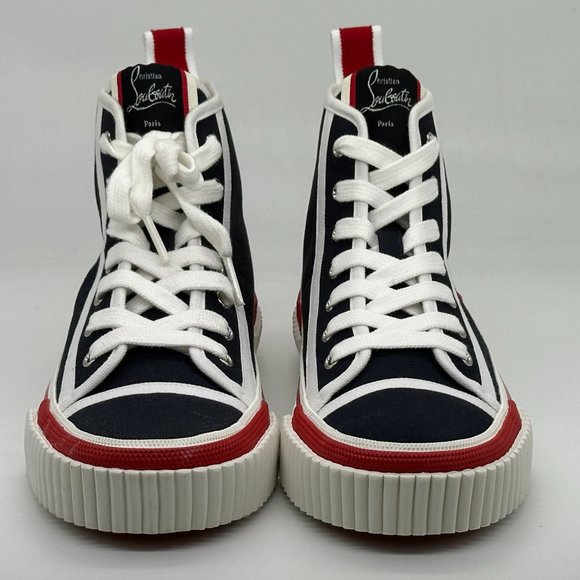 Christian Louboutin PEDRO DONNA FLAT High Hi Top Canvas Sneakers Shoes - Picture 5 of 13